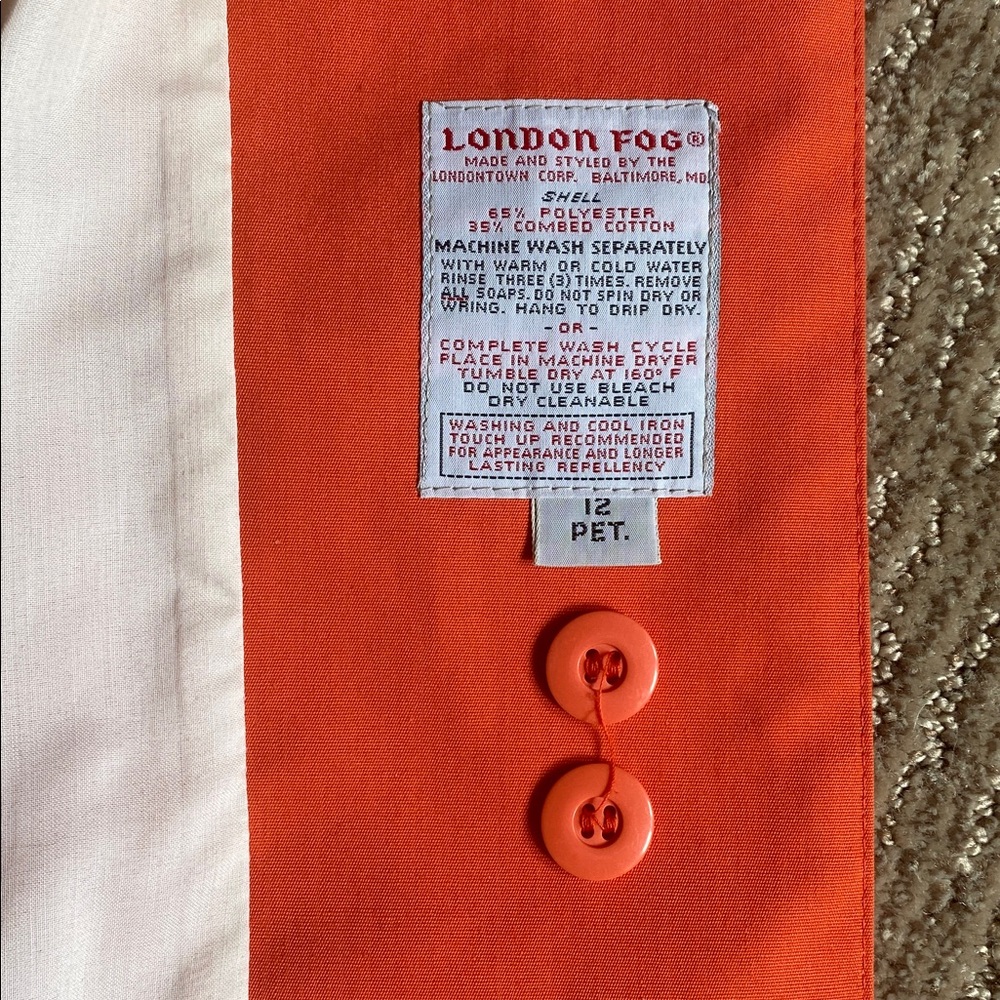 1970s Vintage London Fog Coral Orange Hooded Maincoat Weatherwear Rain Jacket - Picture 4 of 15